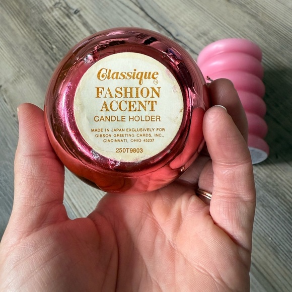 Pink Candle Set with Holder - Picture 3 of 4